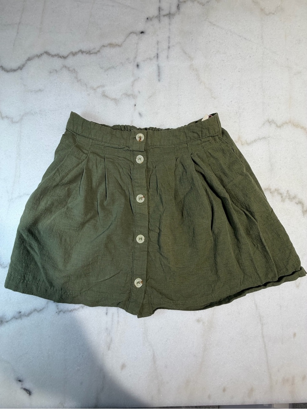 GB girls Olive Green Button-Front Circle Skirt